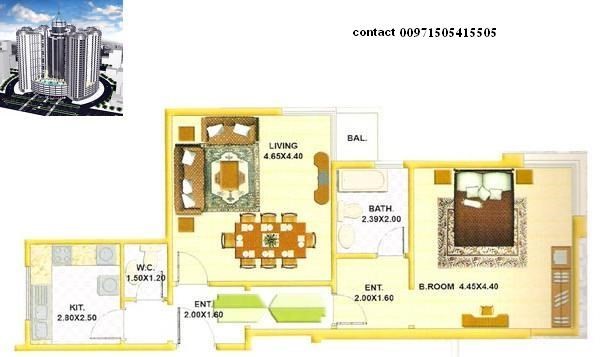 شقة غرفة وصاله فالكون تور عجمان flat facon tower ajman في عجمان